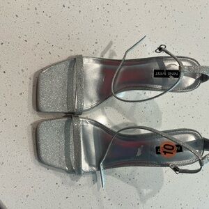 Nine West Metallic Silver Heels